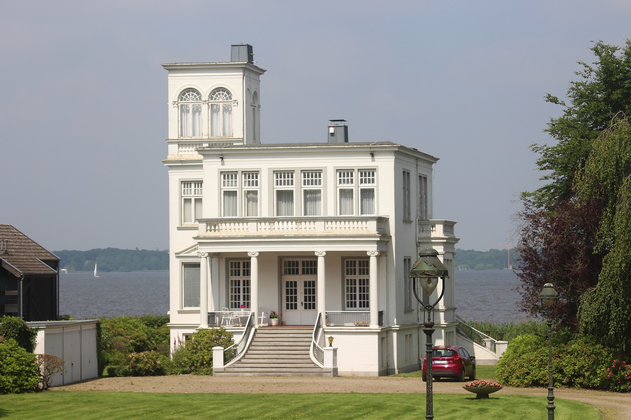 house, building, facade, modern, villa, nature, lake, germany